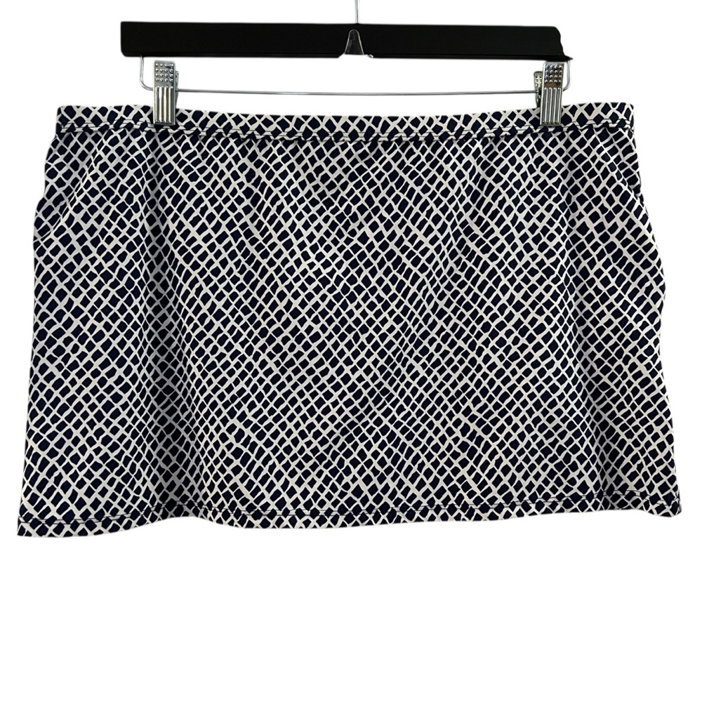 HELEN JON SWIM, Sz XL, Blue & White Stretch Mini Skirt / Coverup w/ Pockets, NEW